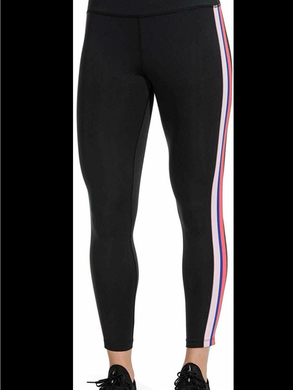 Nike Black Leggings with Red, White & Blue Striped Waistband and Side Panels